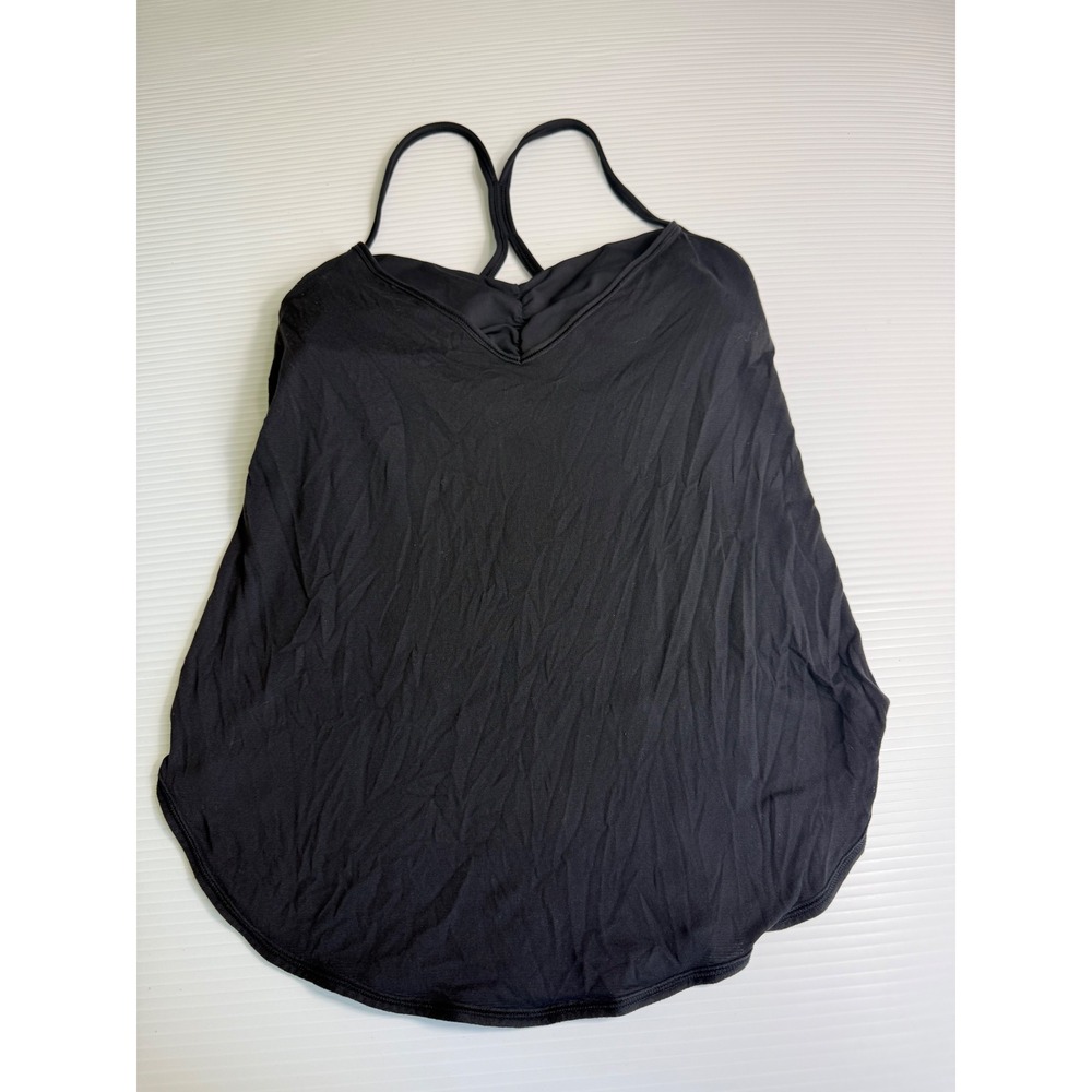 Lululemon Black Yoga Tank Top Built-In Bra Criss Cross Back Workout Athleisure 6
